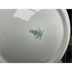 Royal Doulton Sherbrooke pattern part dinner and tea service, to include teapot, ten twin handled soup bowls and saucers, two serving platters, three twin handled covered dishes etc (63)  