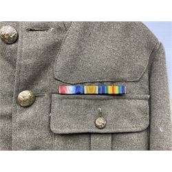 British M22 khaki tunic for the Hampshire Regiment with WW1 trio ribbon bar