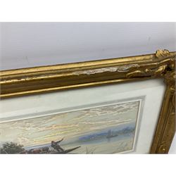 John MacPherson (Scottish fl.1858-1891): Punting Cows, watercolour signed 14cm x 28cm 