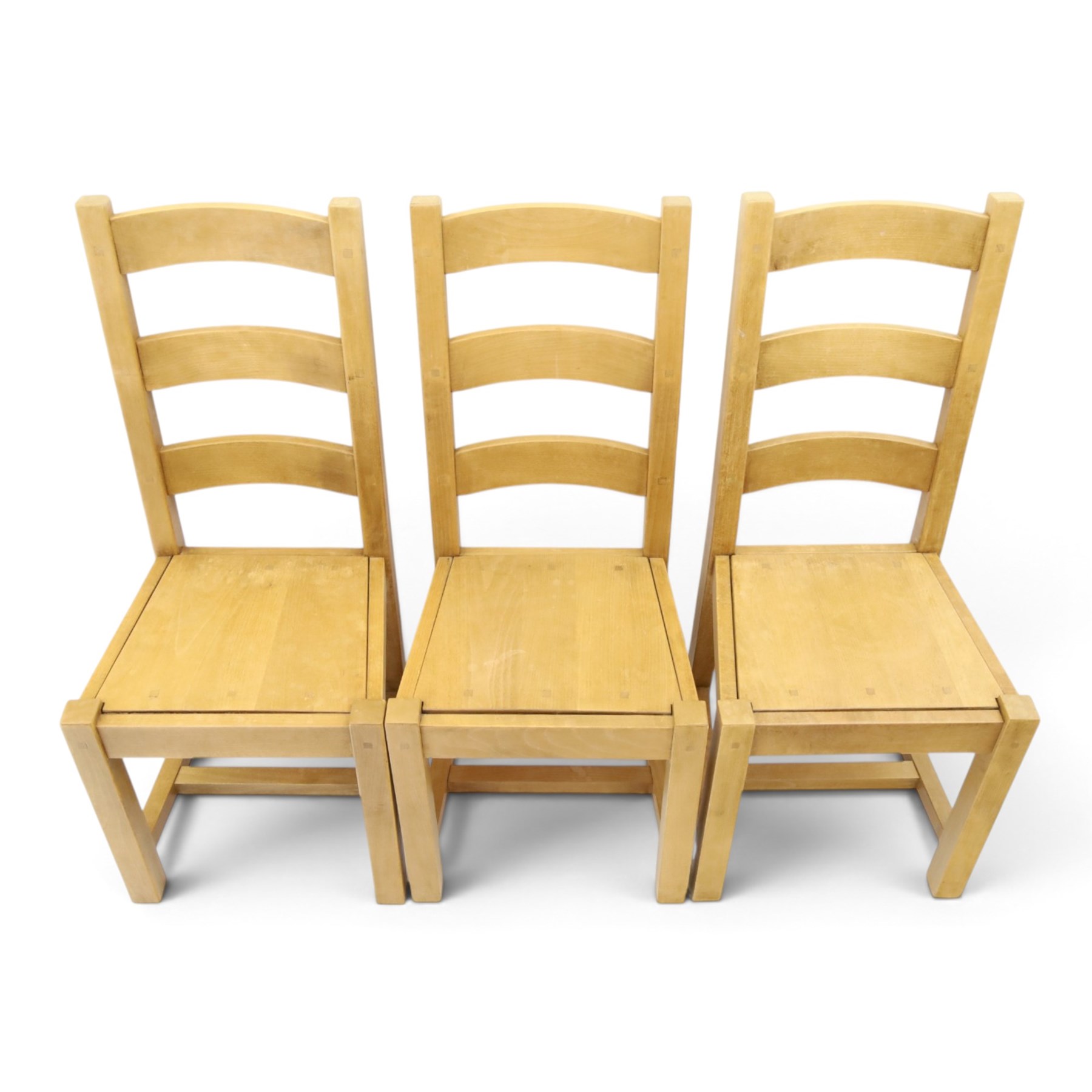 Set of six contemporary solid elm dining chairs