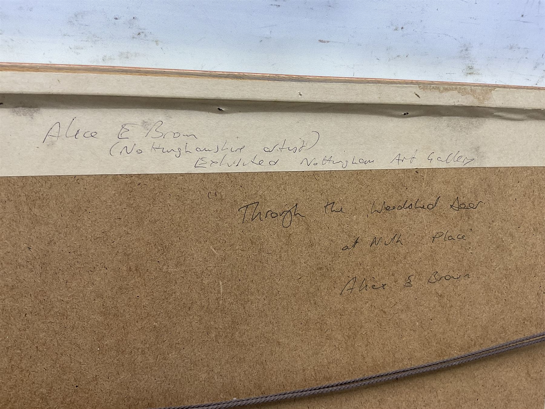 Alice E Brown (Nottingham exh.1892): 'Through the Woodshed Door at North Place', watercolour signed, titled verso 22cm x 30cm 
Provenance: with McTague of Harrogate