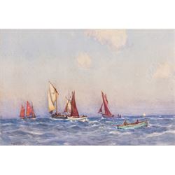 Ernest Dade (Staithes Group 1864-1934): Lowestoft and Penzance Boats off Scarborough, wate...
