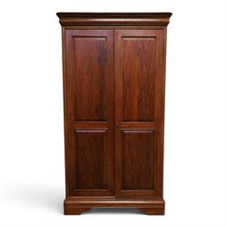 Willis & Gambier - mahogany bedroom wardrobe, projecting cornice with two additional rails...