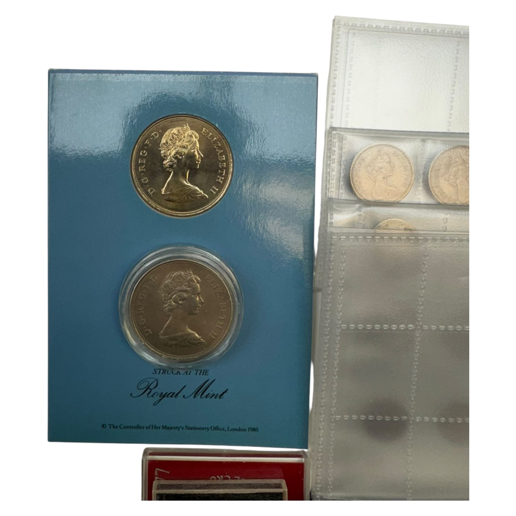 Collection of coins, including Queen Elizabeth II 1977 silver proof Silver Jubilee crown, cased with certificate, two cased 1973 EEC proof fifty pences, further commemorative crowns, pre-decimal coins, etc 