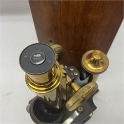 20th century W. Watson & Sons Kima microscope no. 118396 in original oak box, together with W. Watson & Sons Praxis microscope no. 18360, in original box  