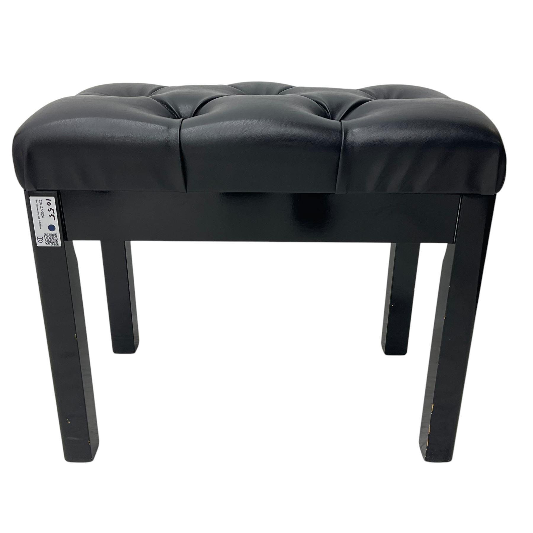 Roland - HP-109 digital mini-grand piano, in black high gloss lacquered case, on square tapering supports with spade feet and brass castors; together with matching adjustable stool 