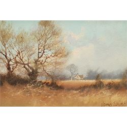 James Wright (British 1935-): Autumn Trees, oil on board signed 12cm x 17cm