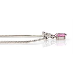 9ct white gold pink sapphire and diamond pendant necklace