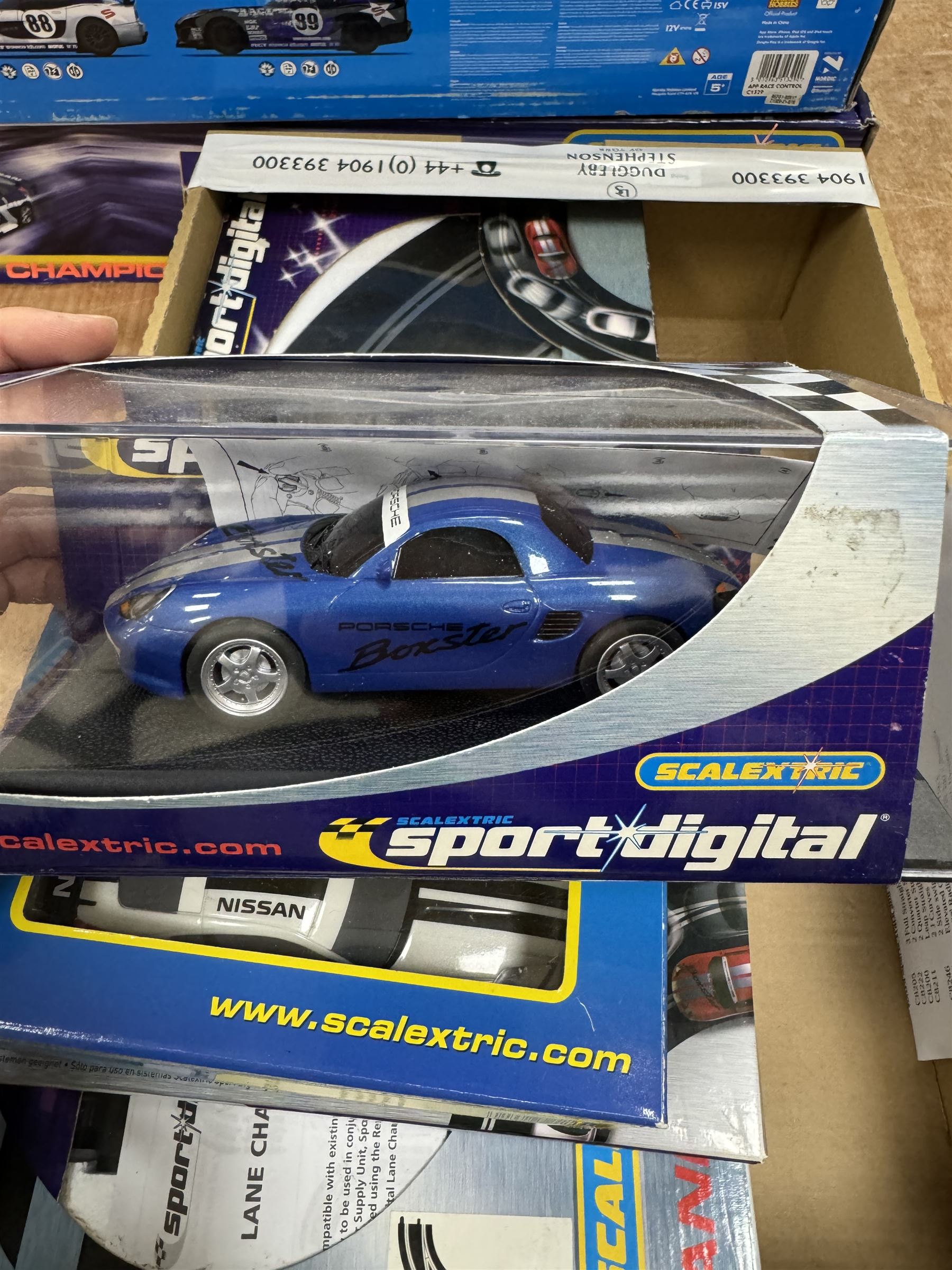 Quantity of Scalextric, including various sets; Digital Driver, Nissan Championship, Moto GP1, App Race control set and a collection of track and other accessories as per list