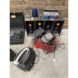 Collection of vintage disco equipment, to include Sony separates, cabinet lights, mixers, turntable etc