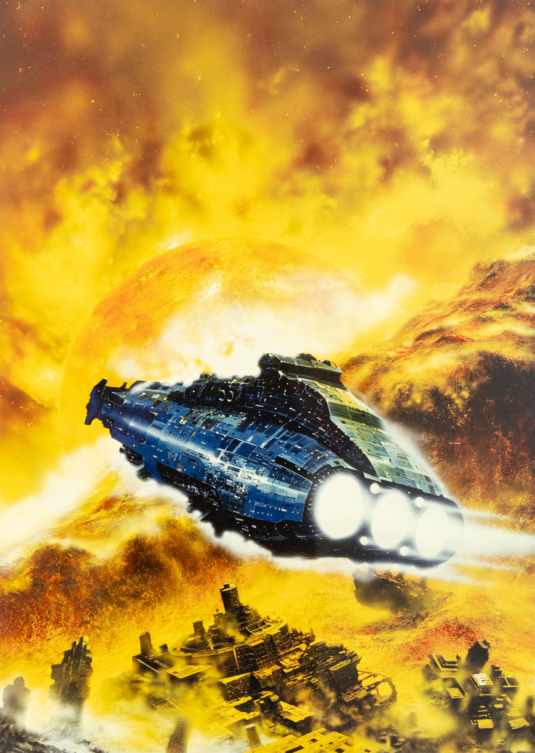 Chris Foss (British 1946-): Cover art for the 1990s reissue of Arthur C Clarke novel 'The Sentinel', print, 58x42cm

Notes: This item is from the private collection of Arthur C. Clarke's brother.