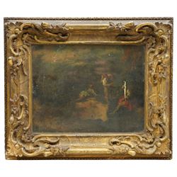 Follower of Salvator Rosa (Italian 1615-1673): The Lost Centurion, 18th century oil on canvas unsigned, attributed on the frame 24cm x 30cm