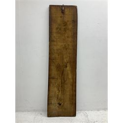 20th century hardwood Dutch folk art Speculaasplank or biscuit mould, typically carved with figure in traditional dress, H132cm