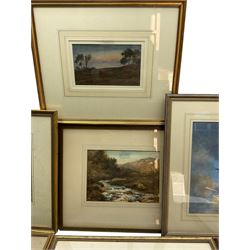 Fleetwood Charles Varley (British 1863-1942): Beck in the Valley of Desolation - Bolton Woods and Lake Landscape, two watercolours signed, together with six further watercolours variously signed 