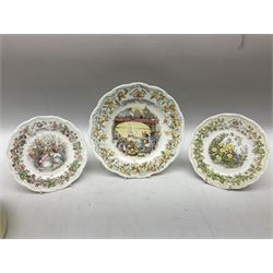 Royal Doulton Brambly Hedge plates comprising Crabapple Cottage, Spring and Summer, together with Royal Doulton Bunnykins nursery plate, bowl, cup etc