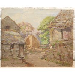 Samuel Dean (British exh.1895-1938): Farmer Resting before a Hayrick, oil on canvas signed 41cm x 51cm (unframed)