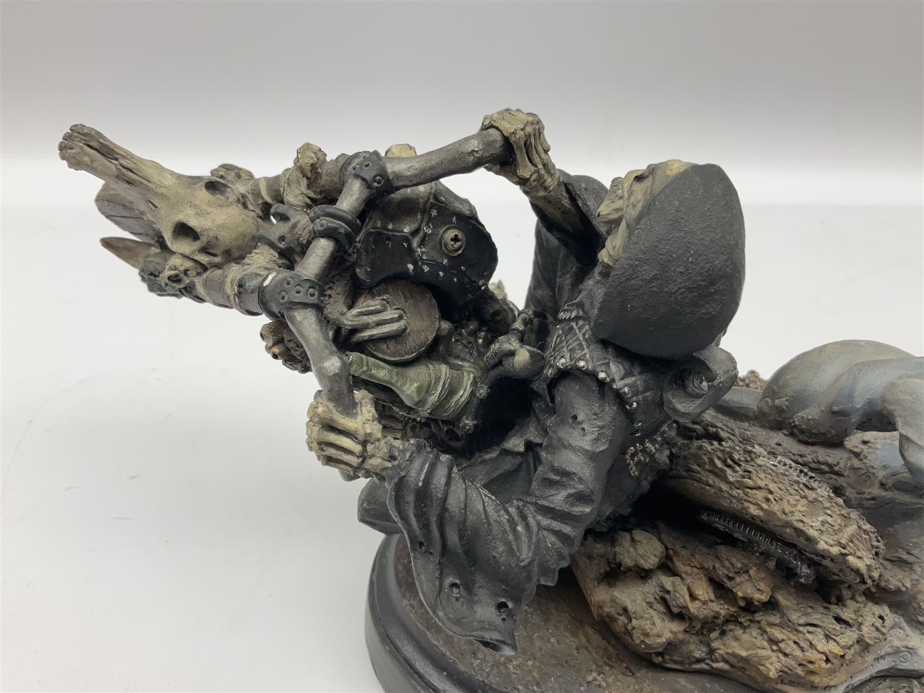 Terry Pratchett Discworld figure, Death on a Motorcycle DW44, designed by Clarecraft