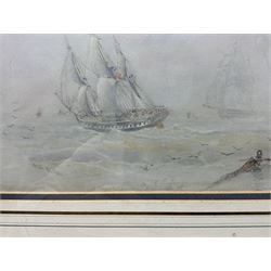 William John Leathem (British 1815-1857): 'A Frigate Beating to Windward', watercolour and pencil heightened with white signed, titled and dated 1844, 20cm x 28cm 