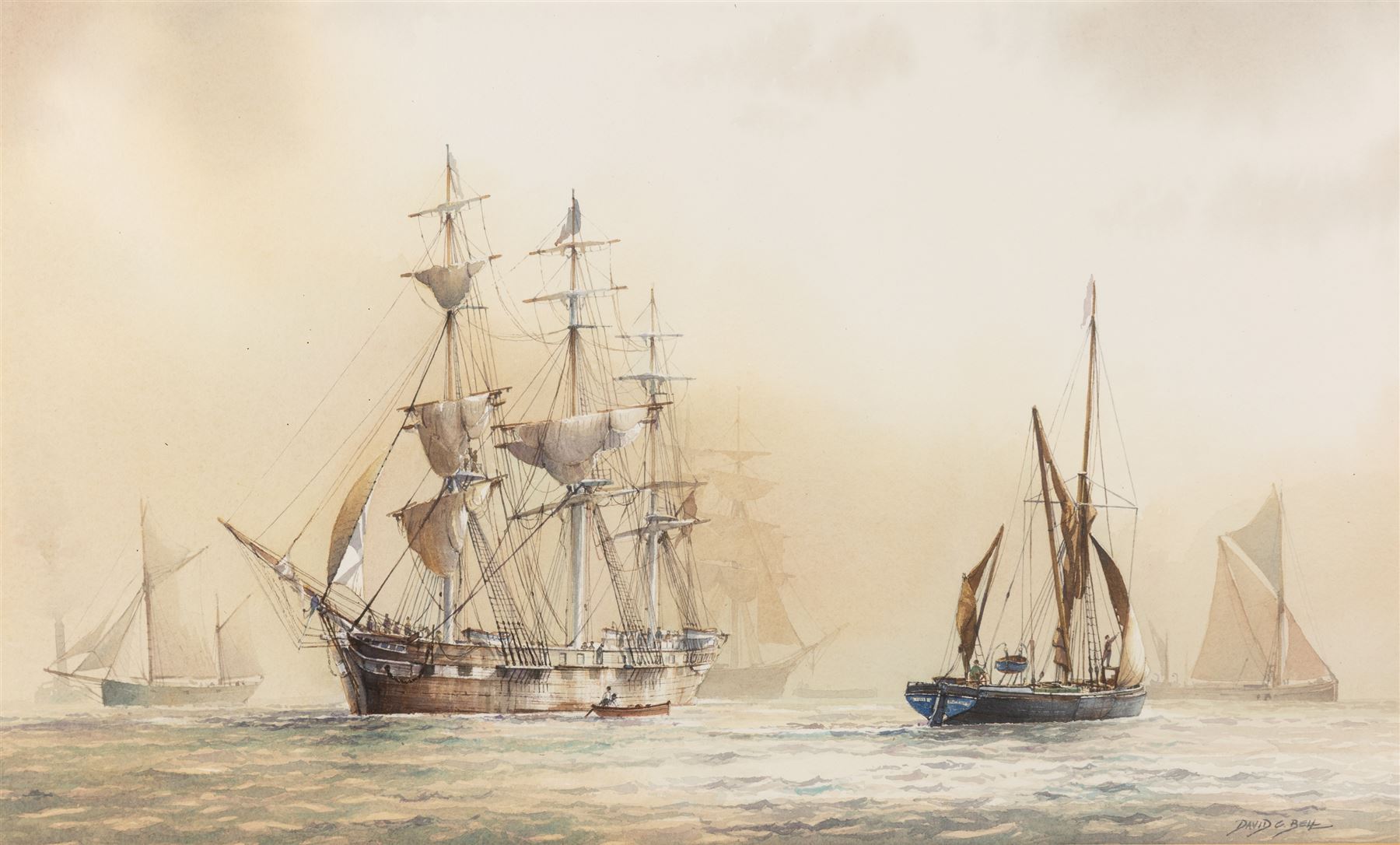 David C Bell (British 1950-): 'The Marlborough', watercolour signed, titled verso 30cm x 50cm