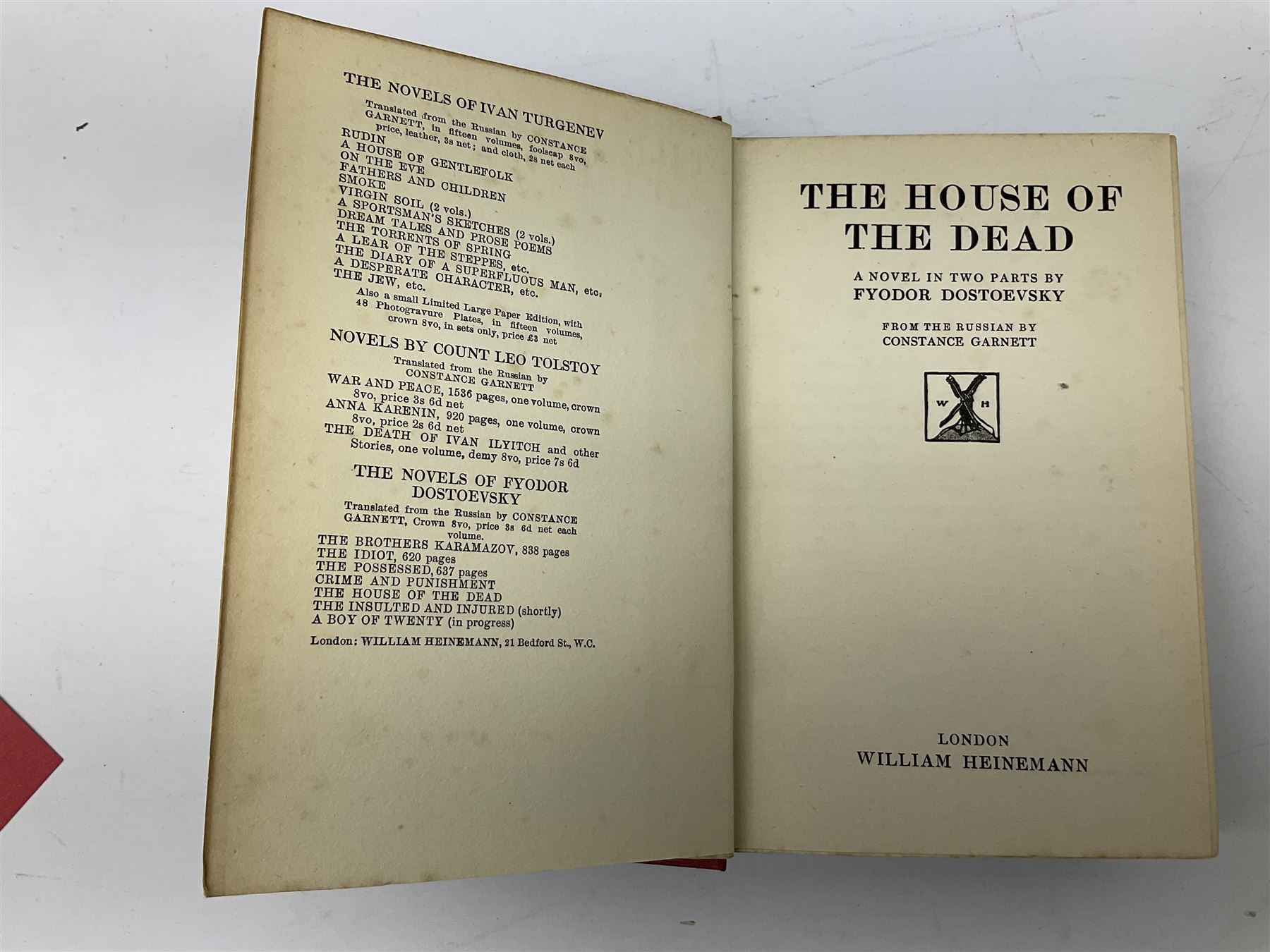 Dostoevsky Fyodor: The House of the Dead. 1915. First edition. William Heinemann.