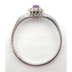  White gold pink stone ring ring stamped 375  