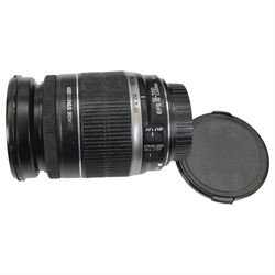 Canon EOS 77D camera body serial no. 193071005589, with a Canon EFS 18-200mm f/3 5-5.6 IS lens and a Sigma 10-20mm F4-5.6 EX DC lens, Canon extension tube, three Canon lens hoods, all boxed, with a Lowepro camera bag