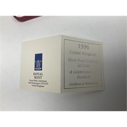 The Royal Mint United Kingdom 1996 'A Celebration of Football' silver proof piedfort two pound coin, cased with certificate