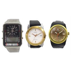 Three Tissot wristwatches including Seastar stainless steel quartz, No. L.350, Sideral automatic Fiberglass and an F1 digital 