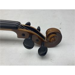 Stentor Student violin with 36cm two-piece back and spruce top, bears label 'The Stentor Student II No.1117807' L59cm; and another similar student's violin by Palatino (2)