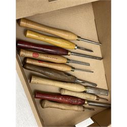 Coronet no.3 wood turning lathe, with various accessories to including - blocks, chucks, calipers and turning chisels (including Robert Sorby)