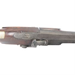 Holster pistol, by Stacey of Sheffield, with 7.5 in smoothbore octagonal barrel, lock marked Stacey, the walnut stock with vacant wrist cartouche and captive ramrod, overall L35cm 