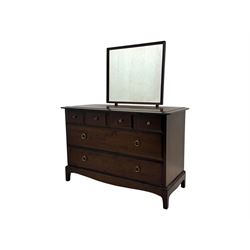 Stag Minstrel - mid-20th century mahogany dressing chest, rectangular top surmounted by adjustable mirror, the upper section fitted with four small drawers over two full-width drawers, on bracket feet