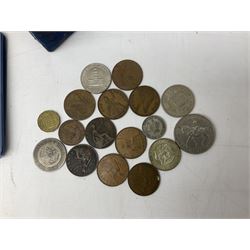 Quantity of coins to include 1817 George III half crown, together with quantity of stamps