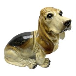 Composite model of a seated Basset Hound, H34cm