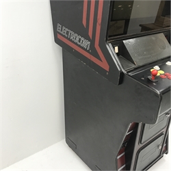 Electrocoin 'Xenon' arcade machine, with 'Thunder Zone' game cartridge, W69cm, H187cm, D93cm