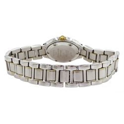 Must De Cartier 21 ladies bi-metal stainless steel quartz wristwatch, Ref. 1340, silvered dial with an inner minute track and Roman numeral bezel, on integrated bi-metal bracelet