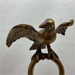 Brass framed ceiling light with eagle finial, H55cm