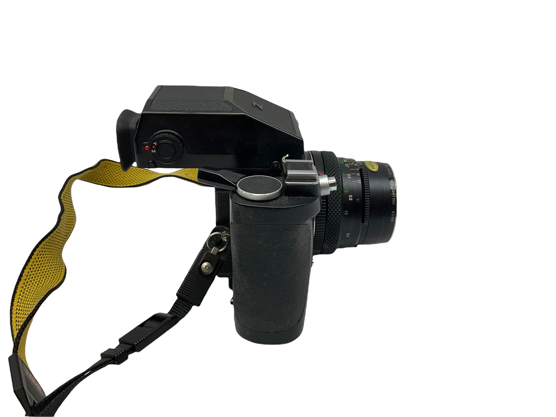 Zenza Bronica ETRS medium format camera body, AE Finder-E Model II, Zenza Bronica Zenzanon MC '1:4 f-40mm' lens, Zenza Bronica Zenzanon MC '1:4.5 f-200mm' lens,  Zenza Bronica Zenzanon MC '1:2.8 f-75mm' lens, and two film backs