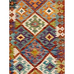 Cobi kilim runner, geometric design and decorated with stepped lozenges