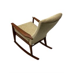 Parker Knoll - medium beech rocking chair, upholstered in cream fabric