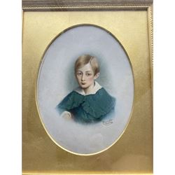 Victorian hand tinted photograph portrait depicting a boy, signed Chancellor Dublin, with other engravings and photographs