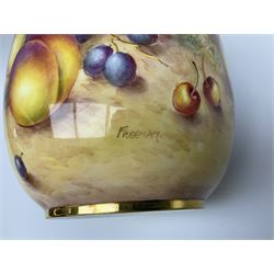 Mid/late 20th century Royal Worcester ginger jar and cover decorated by John Freeman, hand painted with a still life of fruit upon a mossy ground, signed Freeman, with black printed mark beneath and painted shape number 2826, H17.5cm
