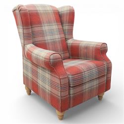 Next Home - Contemporary wingback reclining armchair, high winged back with padded sides, ...