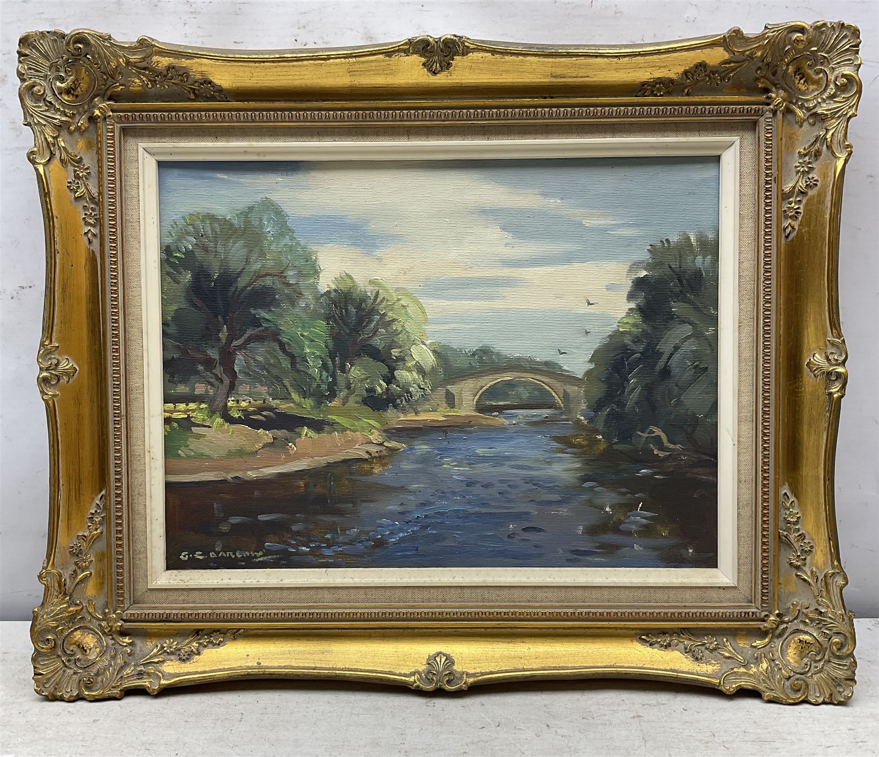 Gordon Clifford Barlow (British 1913-2005): 'The Old Ilkley Bridge', oil on board signed, titled verso 29cm x 39cm 