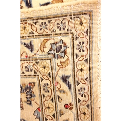  Kashan beige and ground rug, central medallion, floral field with repeating border, 355cm x 247cm  