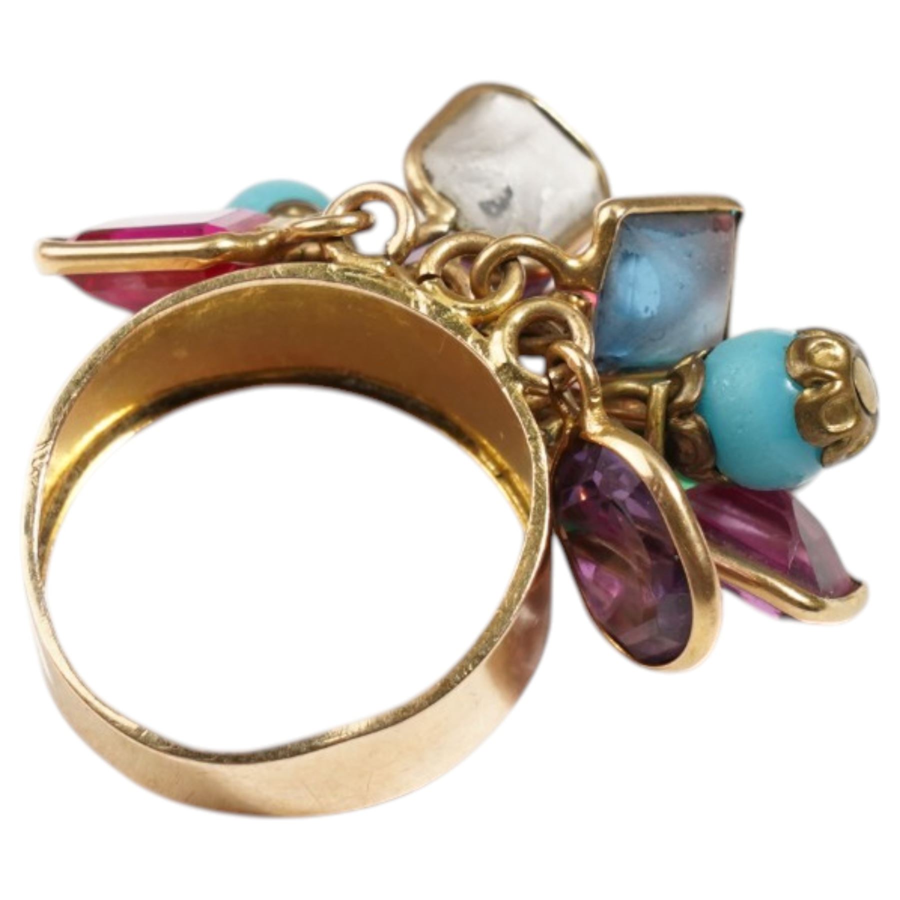 18ct gold synthetic stone multicoloured stone set ring