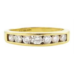 18ct gold channel set, round brilliant cut diamond half eternity, hallmarked, total diamon...