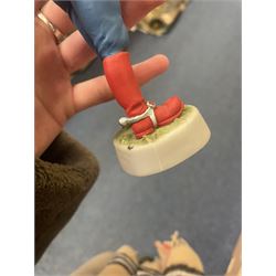 Eleven Robert Harrop figures from the Beano Dandy collection, comprising One Man & His Dawg BDS08, Picnic Desperate Dan BDS04, Fatty BD07, Desperate Dan BD03, Roger the Dodger BD20, Dennis the Menace BD01, Beryl the Peril BD05, Minnie the Minx BD04, Surfing BP03, two Spotty BD16, together with a Genuine Beano Ware lidded box (12)