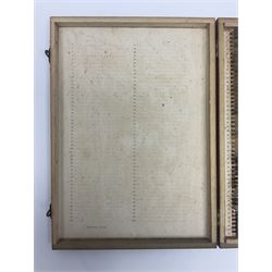 R & J Beck London microscope, model 7597, contained in fitted case, together with a boxed collection of glass microscope biological sample slides