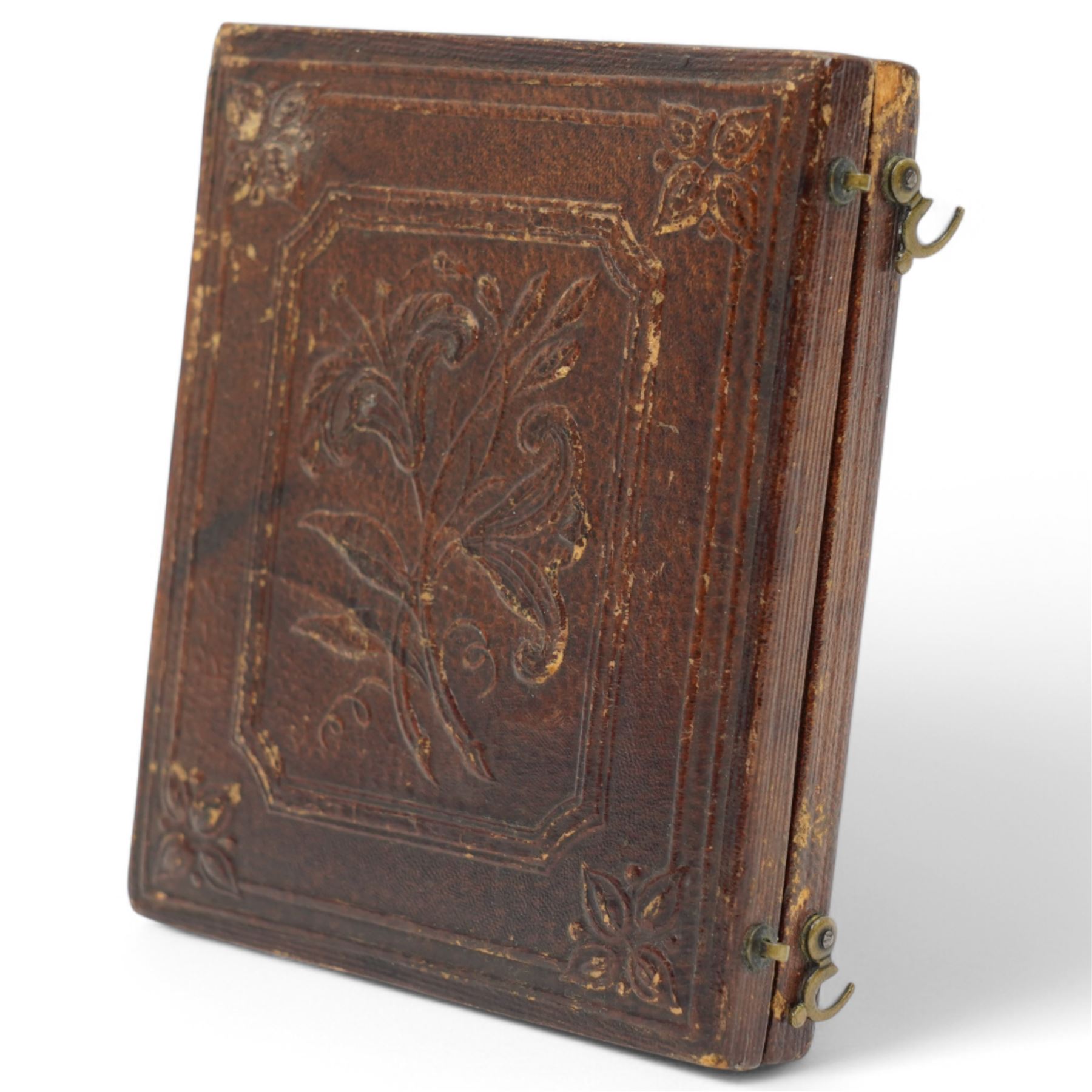 English School (19th Century): Gentleman in his Study, miniature watercolour on ivory unsigned, housed in leather case with embossed foliate decoration, case H9cm W8cm This item has been registered for sale under Section 10 of the APHA Ivory Act